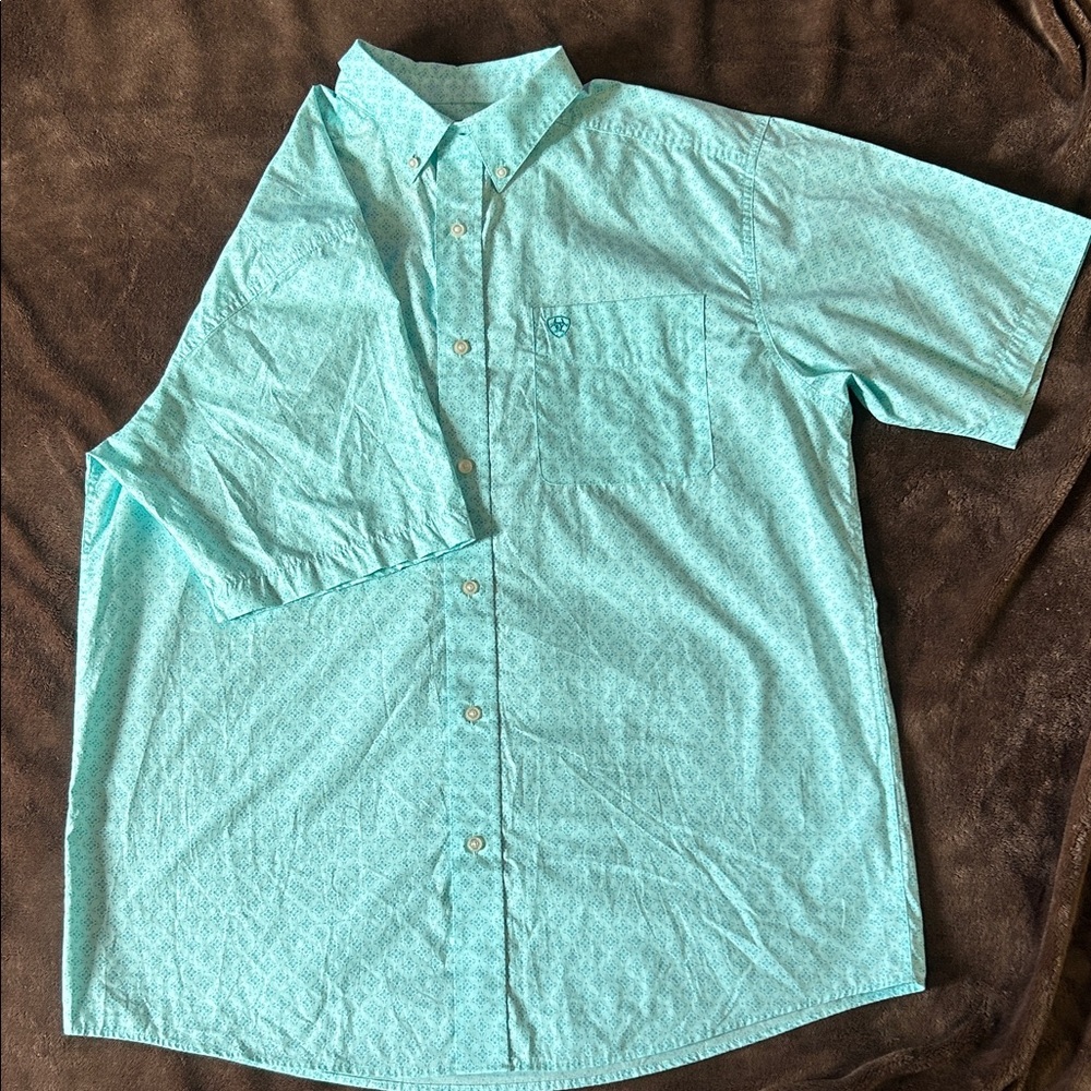 Ariat Men's Aqua Button-Down Shirt Sz Large